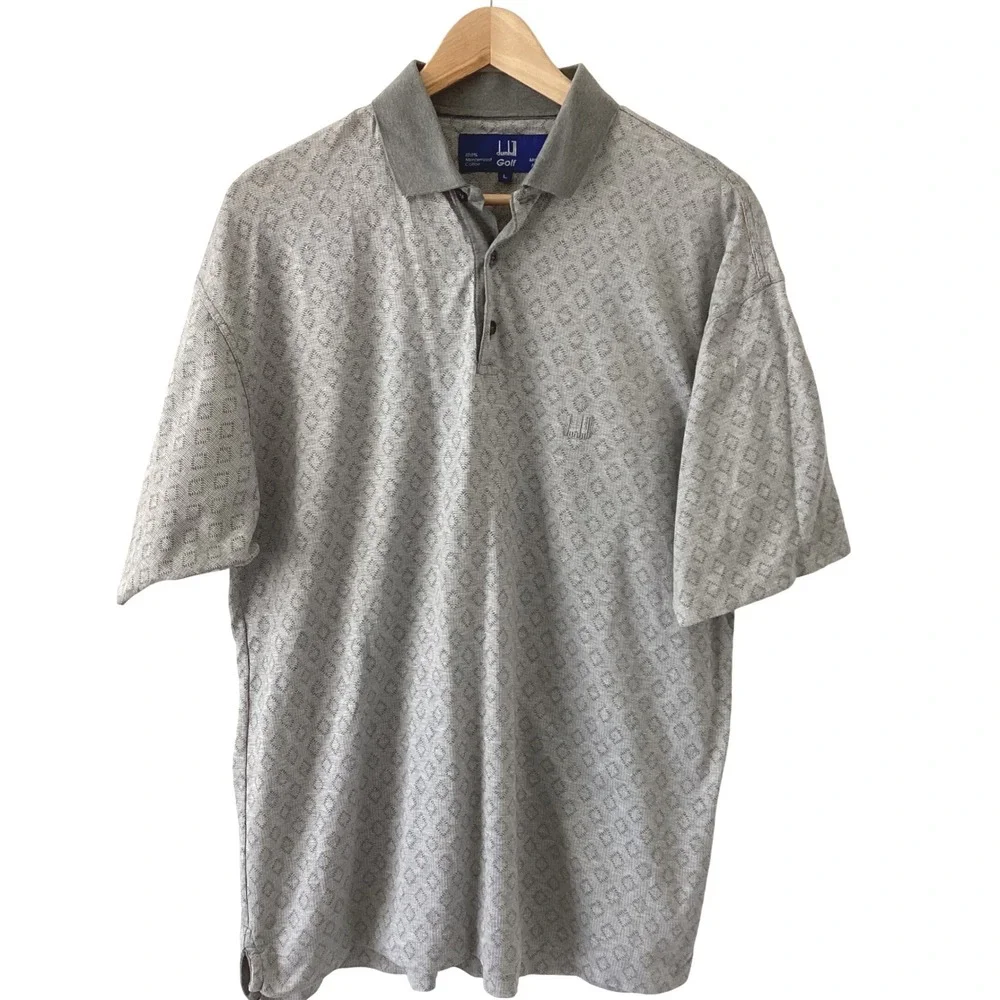 Dunhill‎ Golf Polo Shirt Mens Large Grey Mercerised Cotton Made in Italy